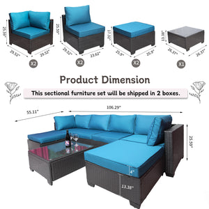 English Elm Outdoor 7-Piece Pe Rattan Patio Furniture Set With Cushions - Stylish, Durable & Weather-Resistant! W213S00042