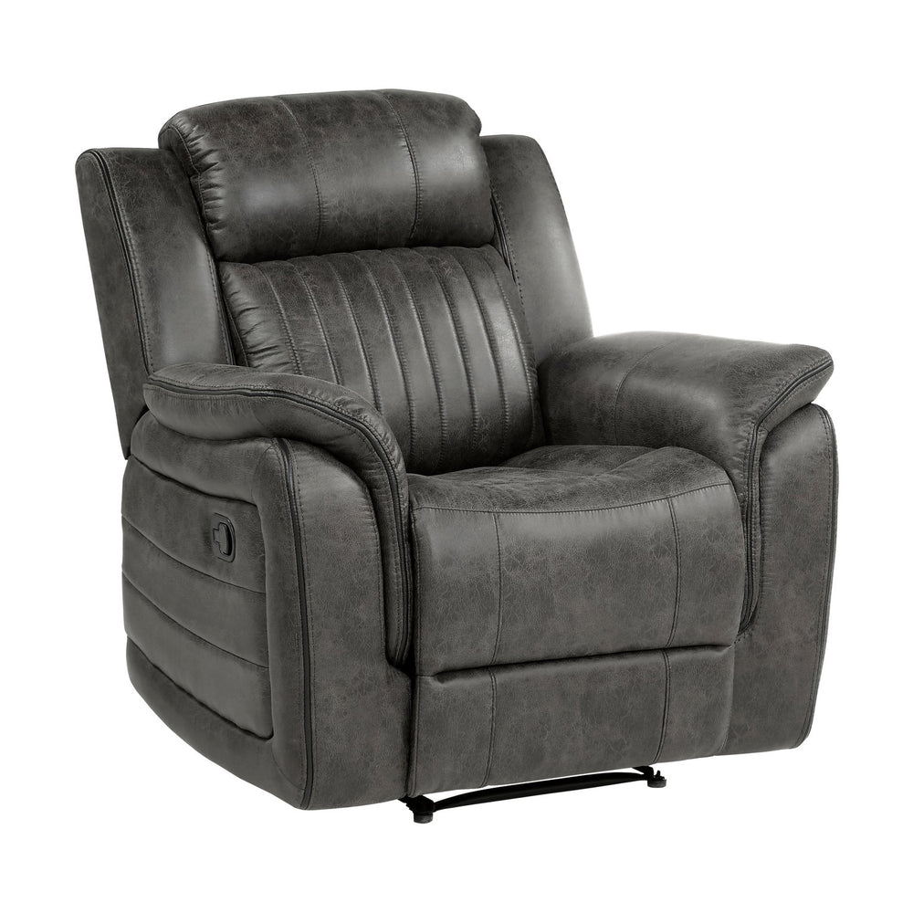English Elm Classic Brownish Gray Recliner Chair with Pillow-Top Arms, Vertical Tufting, Pull-Tab Recline for Plush Comfort and Transitional Style B011P168816