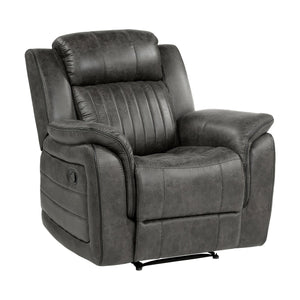 English Elm Classic Brownish Gray Recliner Chair with Pillow-Top Arms, Vertical Tufting, Pull-Tab Recline for Plush Comfort and Transitional Style B011P168816