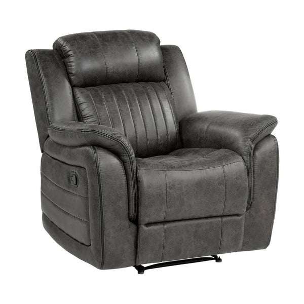 English Elm Classic Brownish Gray Recliner Chair with Pillow-Top Arms, Vertical Tufting, Pull-Tab Recline for Plush Comfort and Transitional Style B011P168816