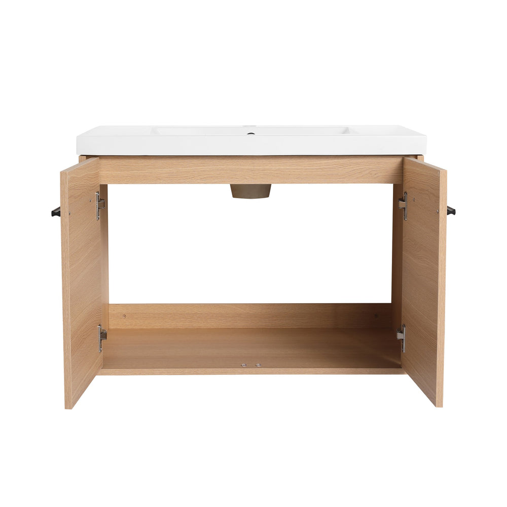 English Elm Levistar 30-Inch Oak Bathroom Vanity With Resin Sink - Modern Storage Cabinet For Small Spaces W1972P165043