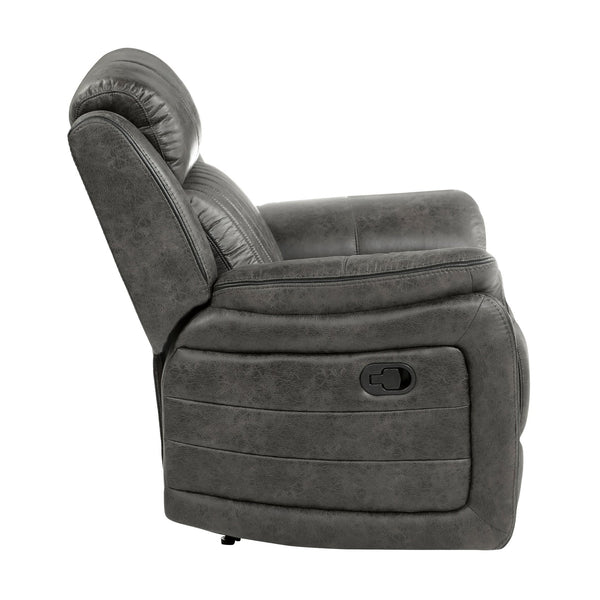 English Elm Classic Brownish Gray Recliner Chair with Pillow-Top Arms, Vertical Tufting, Pull-Tab Recline for Plush Comfort and Transitional Style B011P168816