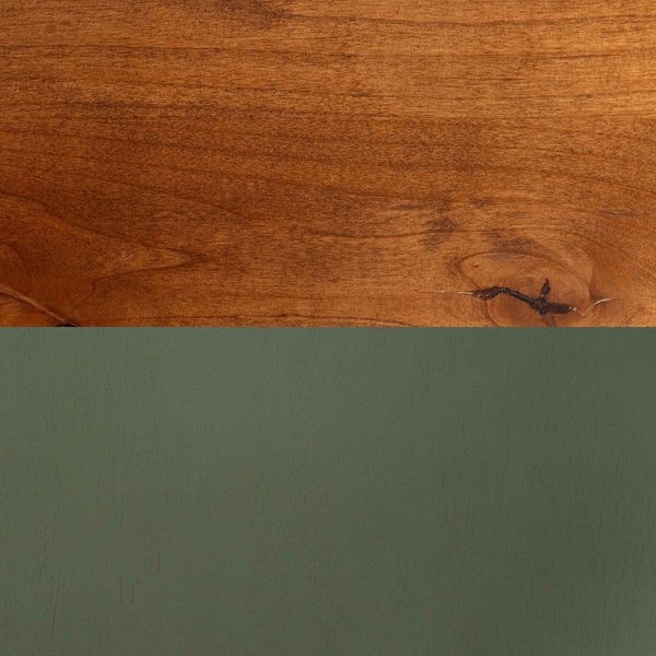 English Elm 53 Farmhouse Writing Desk 53" Two-Tone Sage Green & Fruitwood Finish, Assembled, Drawers, Bronze Hardware B108P160216