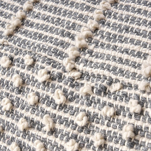 English Elm Diamond Large Handcrafted Faux Yarn Pouf – Durable Polystyrene-Filled Accent Seat, Neutral Tones Cozy Textured Design (27x22x27) Ivory+Grey B181P162855