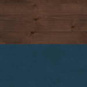 English Elm 72 72-inch High 5-Shelf Bookcase Blue Denim & Whiskey Finish Fully Assembled Modern Farmhouse Charm B108P160180