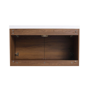 English Elm Levistar 36-Inch Brown Bathroom Vanity With Resin Sink – Stylish Storage & Easy Assembly Design W1972P165047