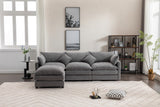 3-Seater Modular Sectional with Ottoman, L-Shaped