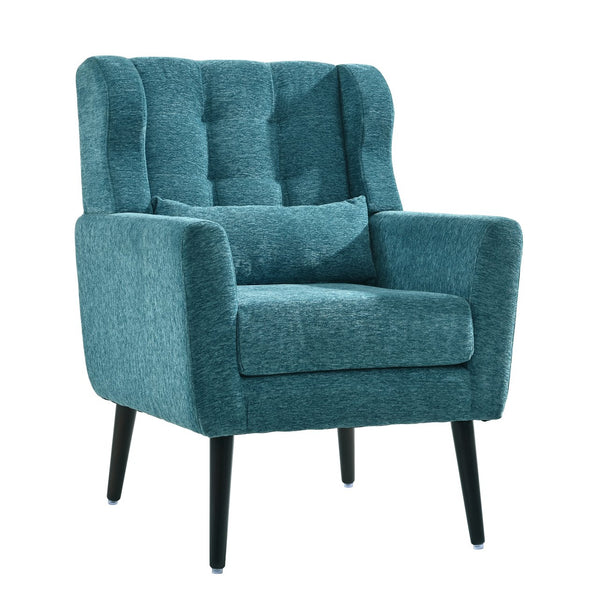 English Elm Modern Accent Chair with Ergonomic Chenille Upholstery, Padded Foam Seat and Solid Wood Legs, Stylish Lounge Seating for Living Room Bedroom Reading Nook Teal W1028P162721