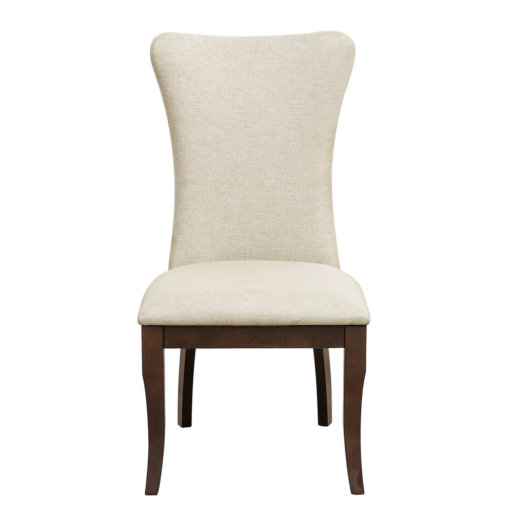 English Elm Modern Off-White Upholstered Side Chairs Set of 2 with Nailhead Trim, Dark Cherry Legs, Elegant Dining Seating B011P168820