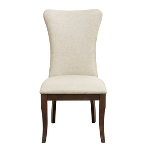 English Elm Modern Off-White Upholstered Side Chairs Set of 2 with Nailhead Trim, Dark Cherry Legs, Elegant Dining Seating B011P168820