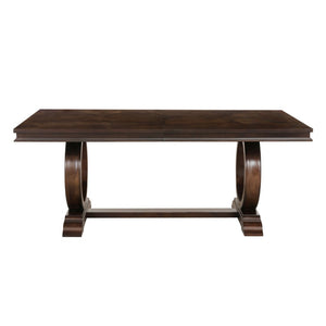 English Elm Modern Traditional Extendable Dining Set Dark Cherry Pedestal Table Six Nailhead Chairs B011S00829
