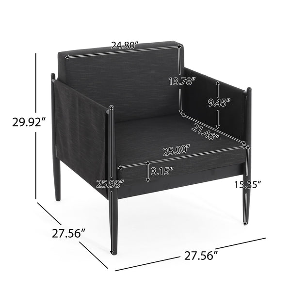 English Elm Christopher Knight Home® - DAWSON Club Chair Dark Grey Aluminum Frame, Water-Resistant Cushions, UV & Rust-Resistant Design 73761.00BLK