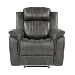 English Elm Classic Brownish Gray Recliner Chair with Pillow-Top Arms, Vertical Tufting, Pull-Tab Recline for Plush Comfort and Transitional Style B011P168816