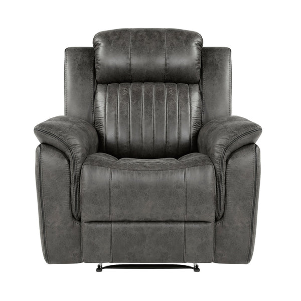 English Elm Classic Brownish Gray Recliner Chair with Pillow-Top Arms, Vertical Tufting, Pull-Tab Recline for Plush Comfort and Transitional Style B011P168816