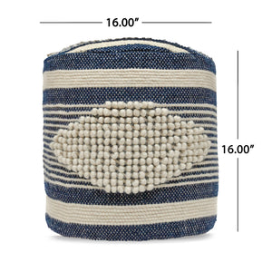 English Elm Diamond Large Handcrafted Faux Yarn Pouf – Durable Polystyrene-Filled Accent Seat, Neutral Tones Cozy Textured Design (27x22x27) Dark Blue B181P162865