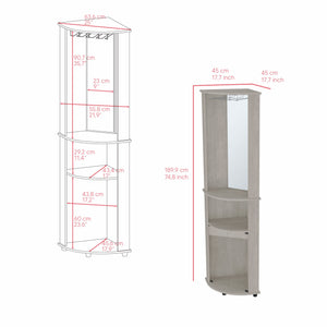 English Elm Corner Bar Cabinet Rialto Grey Corner-Saving Engineered Wood Drink Station with 3 Shelves, 74.4" H B092142832