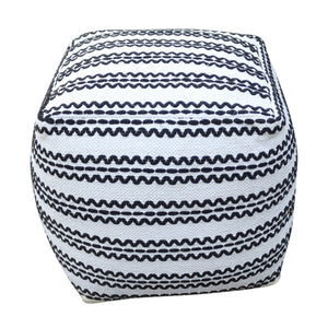 English Elm Lani Handcrafted Fabric Pouf — Durable Cotton 20"x20" Natural & Black Square Pouf, 200 lb Capacity B181P162845