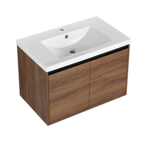 English Elm Levistar 30-Inch Brown Bathroom Vanity With Resin Sink – Stylish Storage For Small Spaces & Easy Assembly W1972P165046