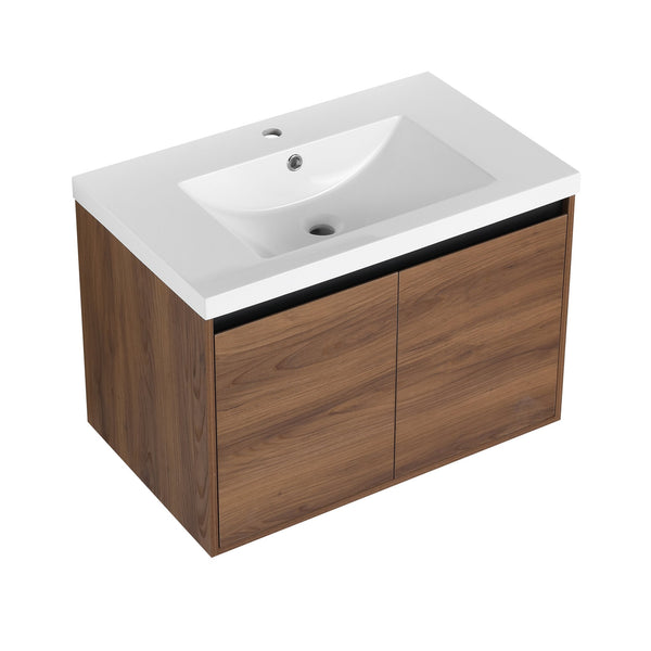 English Elm Levistar 30-Inch Brown Bathroom Vanity With Resin Sink – Stylish Storage For Small Spaces & Easy Assembly W1972P165046