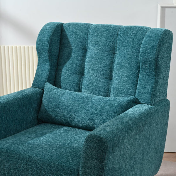 English Elm Modern Accent Chair with Ergonomic Chenille Upholstery, Padded Foam Seat and Solid Wood Legs, Stylish Lounge Seating for Living Room Bedroom Reading Nook Teal W1028P162721
