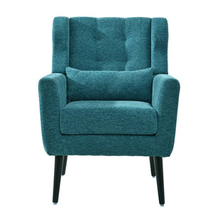 English Elm Modern Accent Chair with Ergonomic Chenille Upholstery, Padded Foam Seat and Solid Wood Legs, Stylish Lounge Seating for Living Room Bedroom Reading Nook Teal W1028P162721