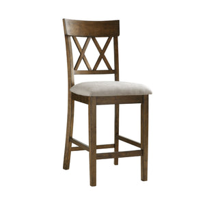 English Elm Contemporary Counter Height Dining Set Oak Veneer Lazy Susan and X-back Chairs B011S00830