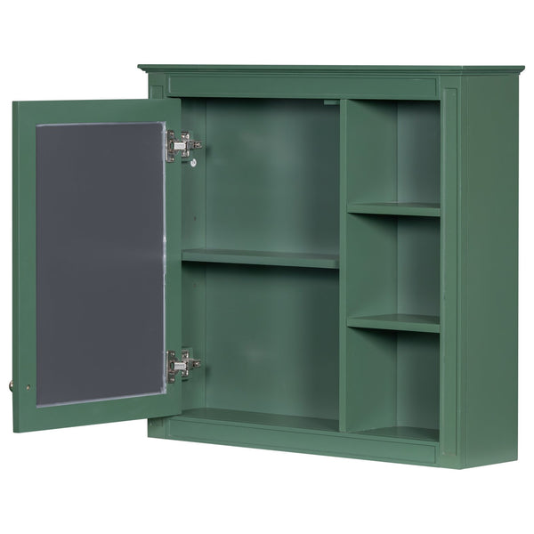 English Elm 30'' Modern Bathroom Vanity with Integrated Mirror Cabinet, Ceramic Sink, 3 Drawers & Ample Storage Green SW000126AAF-1