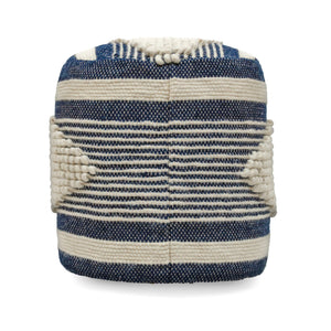 English Elm Diamond Large Handcrafted Faux Yarn Pouf – Durable Polystyrene-Filled Accent Seat, Neutral Tones Cozy Textured Design (27x22x27) Dark Blue B181P162865