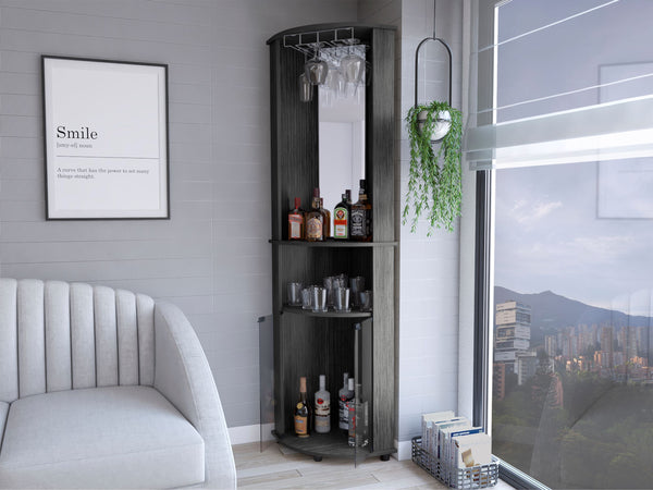 English Elm Corner Bar Cabinet Rialto Smokey Oak Gray – Space-Saving Corner Drink Station, 3 Shelves, 74.4" H, Ready-to-Assemble B092142833