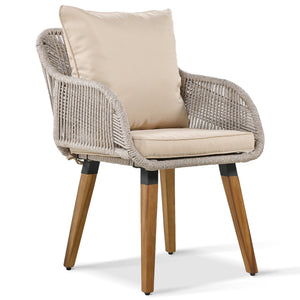 English Elm K&K 5-Piece Outdoor Rope Weave Patio Set with Pop-Up Cool Bar Table, Loveseat, Chairs & Ottomans Brown WF324995AAZ