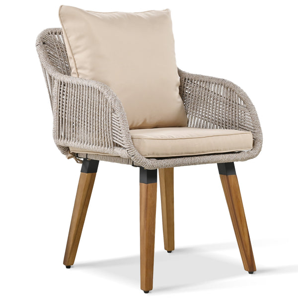 English Elm K&K 5-Piece Outdoor Rope Weave Patio Set with Pop-Up Cool Bar Table, Loveseat, Chairs & Ottomans Brown WF324995AAZ