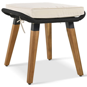 English Elm K&K 5-Piece Outdoor Rope Weave Patio Set with Pop-Up Cool Bar Table, Loveseat, Chairs & Ottomans Beige+Black WF324995AAW