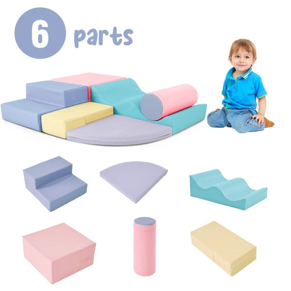 English Elm Soft Foam 6 Piece Interlocking Toddler Climbing Crawl Playset for Indoor Activity TX307728AAH
