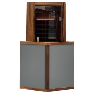 English Elm Red Cedar Hemlock Outdoor Sauna 4 Person Far Infrared Spa with Bluetooth Speakers W1787P145412