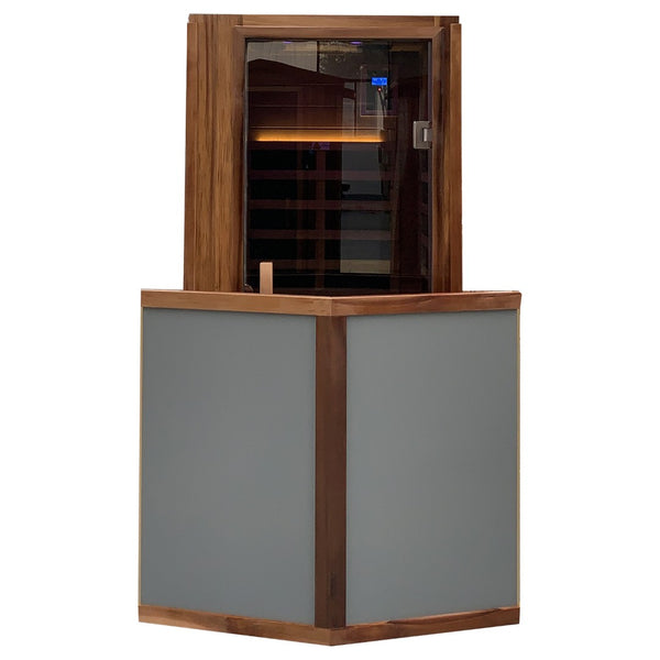 English Elm Red Cedar Hemlock Outdoor Sauna 4 Person Far Infrared Spa with Bluetooth Speakers W1787P145412