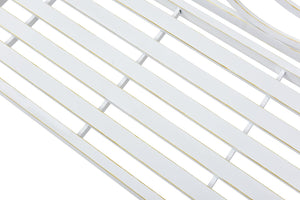 English Elm Outdoor Garden Patio Bench Cast Iron Alloy Steel Frame 3-Seat Floral Backrest Armrests White, Weather-Resistant Finish, Easy-Clean Durable Design for Yard Porch Balcony (Assembles Fast) W1117P155244