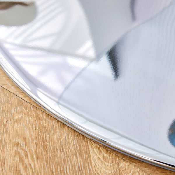 English Elm A Modern 35-Inch Tempered Glass Round Dining Table with Sleek Metal Legs, Minimalist Style for 4-6 }{@ Silver,Transparent W1151P263756