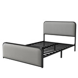 Hearth and Haven Modern Metal Bed Frame with Curved Upholstered Headboard and Footboard Bed with Under Bed Storage, Heavy Duty Metal Slats, Full Size WF319290AAE