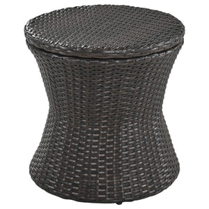 English Elm K&K 5-Piece Outdoor Rope Weave Patio Set with Pop-Up Cool Bar Table, Loveseat, Chairs & Ottomans Beige+Black WF324995AAW