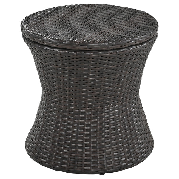 English Elm K&K 5-Piece Outdoor Rope Weave Patio Set with Pop-Up Cool Bar Table, Loveseat, Chairs & Ottomans Beige+Black WF324995AAW