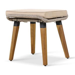 English Elm K&K 5-Piece Outdoor Rope Weave Patio Set with Pop-Up Cool Bar Table, Loveseat, Chairs & Ottomans Brown WF324995AAZ