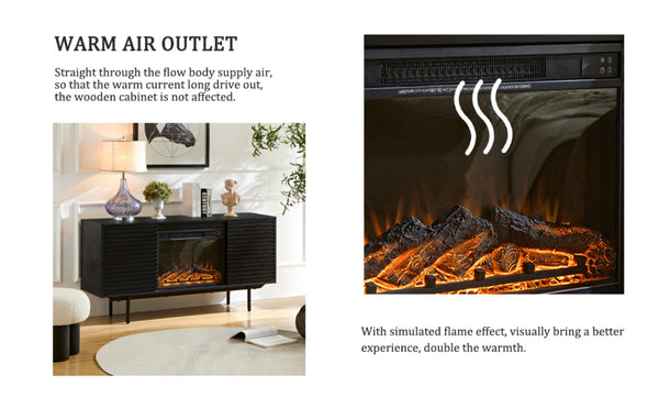 English Elm W9986b Black Oak Media Cabinet with Embedded Electric Fireplace and Adjustable Storage W2085S00001