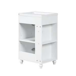 English Elm 20" Bathroom Vanity with Sink Compact Modern Freestanding MDF & Ceramic Undermount Sink Cabinet with Door and Two-Tier Shelf, Toilet Paper Holder, Adjustable Shelf, Sleek Rectangular Design White N725P246925K