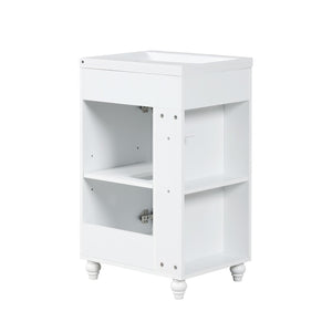 English Elm 20" Matte Freestanding Bathroom Vanity Ceramic Sink Mdf Cabinet Open Side Shelf White N725P364206K