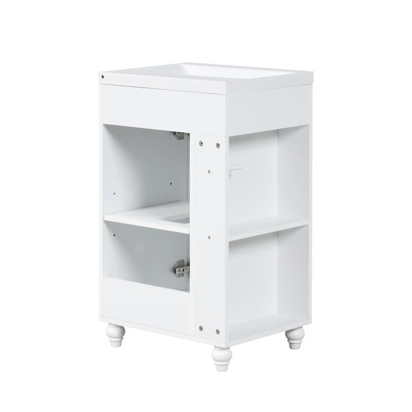 English Elm 20" Matte Freestanding Bathroom Vanity Ceramic Sink Mdf Cabinet Open Side Shelf White N725P364206K