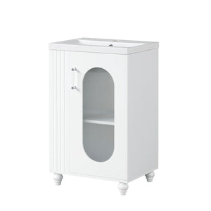 English Elm 20" Matte Freestanding Bathroom Vanity Ceramic Sink Mdf Cabinet Open Side Shelf White N725P364206K