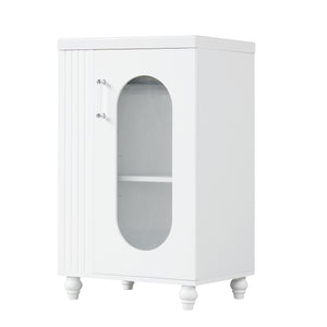 English Elm 20" Bathroom Vanity with Sink Compact Modern Freestanding MDF & Ceramic Undermount Sink Cabinet with Door and Two-Tier Shelf, Toilet Paper Holder, Adjustable Shelf, Sleek Rectangular Design White N725P246925K