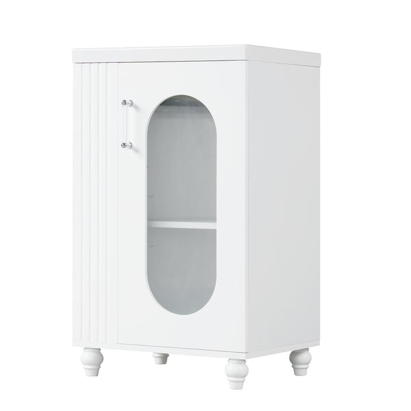 English Elm 20" Bathroom Vanity with Sink Compact Modern Freestanding MDF & Ceramic Undermount Sink Cabinet with Door and Two-Tier Shelf, Toilet Paper Holder, Adjustable Shelf, Sleek Rectangular Design White N725P246925K