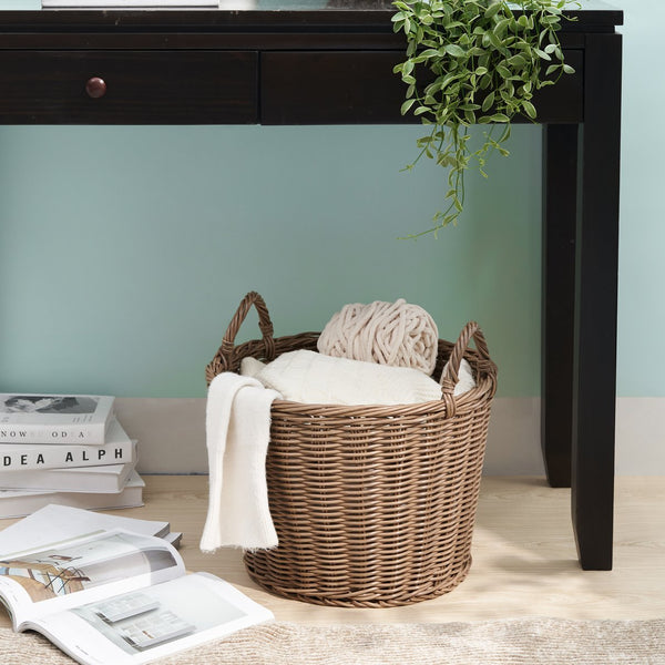 English Elm Joseph Round Cone Woven Resin Wicker Basket - 16" - Stylish Storage For Towels, Toys & More! B093P169700