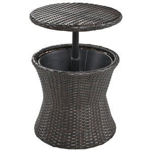 English Elm K&K 5-Piece Outdoor Rope Weave Patio Set with Pop-Up Cool Bar Table, Loveseat, Chairs & Ottomans Beige+Black WF324995AAW